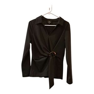 Worthington women Black Collared Blouse size M